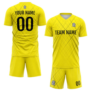 Custom Soccer Uniform Jersey Kids Adults Personalized Set Jersey Yellow&Black Line