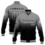 Custom Gradient Varsity Jacket Letterman jacket for Men, Women and Youth Grey Black