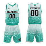 custom triangular gradient basketball suit for adults and kids  personalized jersey green