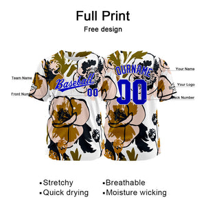 Custom Full Print Design Baseball Jersey white-brown-black-blue