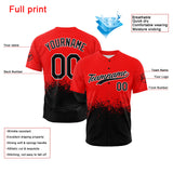 Custom Full Print Design Baseball Jersey black-red