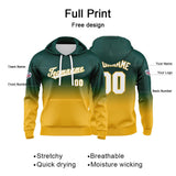 Custom Gradient Hoodie For Man Woman Girl Boy Print Your Logo Name Number Dark Green Yellow