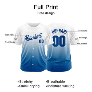 Custom Full Print Design Baseball Jersey blue-white