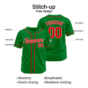 Custom Baseball Jersey Stitched Design Personalized Hip Hop Baseball Shirts Kelly Green-Red