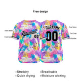 Custom Full Print Design Baseball Jersey pink-purple