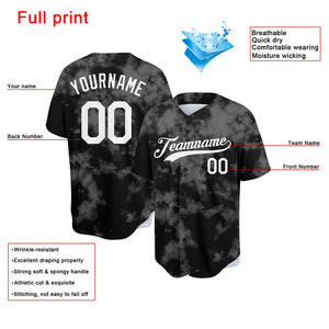 Custom Full Print Design Flocculent Tie-Dyed Baseball Jersey