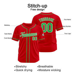 Custom Baseball Jersey Stitched Design Personalized Hip Hop Baseball Shirts Red-Green