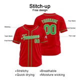 Custom Baseball Jersey Stitched Design Personalized Hip Hop Baseball Shirts Red-Green