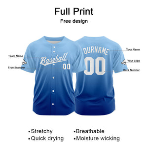 Custom Full Print Design Baseball Jersey blue gradient