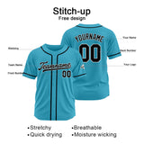 Custom Baseball Jersey Stitched Design Personalized Hip Hop Baseball Shirts Light Blue-Black