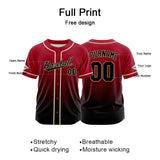 Custom Full Print Design Baseball Jersey black-red