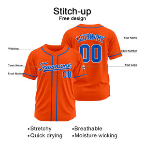 Custom Baseball Jersey Stitched Design Personalized Hip Hop Baseball Shirts Orange-Royal