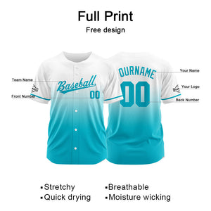 Custom Full Print Design  Baseball Jersey Blue