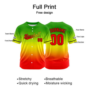 Custom Full Print Design  Baseball Jersey orange-yellow-green