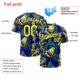 Custom Full Print Design Baseball Jersey yellow-blue