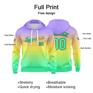 Custom Gradient Hoodie For Man Woman Girl Boy Print Your Logo Name Number Rötliches Gelbgrün