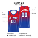 Custom Basketball Jersey Personalized Stitched Team Name Number Logo Red&Royal