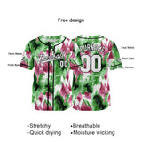 Custom Full Print Design Baseball Jersey green-Pink