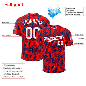 Custom Full Print Design Baseball Jersey red