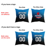 Custom Football Throw Pillow for Men Women Boy Gift Printed Your Personalized Name Number Blue&Gray&Black