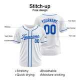 Custom Baseball Jersey Stitched Design Personalized Hip Hop Baseball Shirts White-Royal