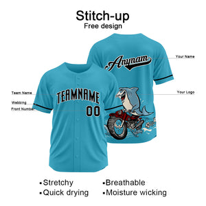 Custom Motor shark-Light Blue Baseball Uniforms High-Quality for Adult Kids Optimized for Performance