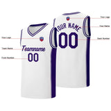 Custom basketball jersey shorts for men and women. Embroidered and printed name, number and logo White