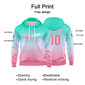 Custom Gradient Hoodie For Man Woman Girl Boy Print Your Logo Name Number Green Pale Pink