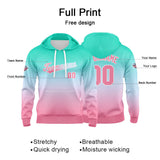 Custom Gradient Hoodie For Man Woman Girl Boy Print Your Logo Name Number Green Pale Pink