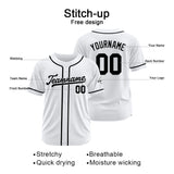 Custom Baseball Jersey Stitched Design Personalized Hip Hop Baseball Shirts White-Black