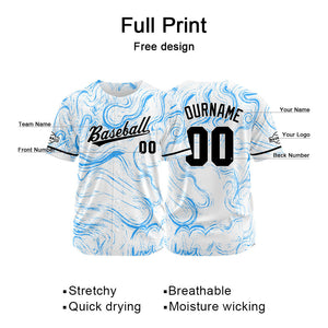 Custom Full Print Design  Baseball Jersey white-blue