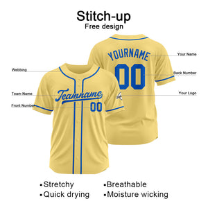 Custom Baseball Jersey Stitched Design Personalized Hip Hop Baseball Shirts Gold-Royal