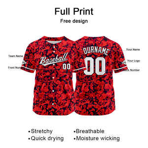 Custom Full Print Design Baseball Jersey red