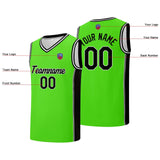 Custom basketball jersey shorts for men and women. Embroidered and printed name, number and logo Neon Green