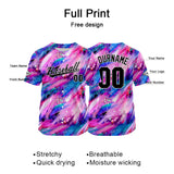 Custom Full Print Design Baseball Jersey pink-blue