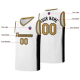 Custom basketball jersey shorts for men and women. Embroidered and printed name, number and logo White