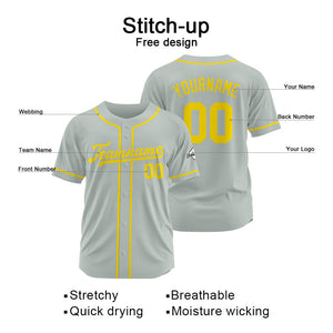 Custom Baseball Jersey Stitched Design Personalized Hip Hop Baseball Shirts Gray-Yellow