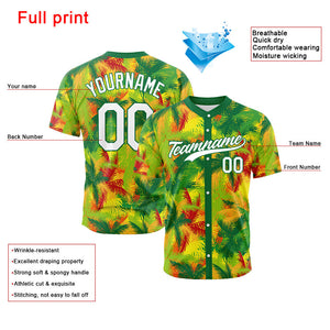 Custom Full Print Design Baseball Jersey Tropical palm