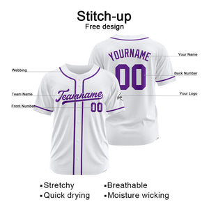 Custom Baseball Jersey Stitched Design Personalized Hip Hop Baseball Shirts White-Purple