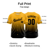 Custom Full Print Design Baseball Jersey black-yellow