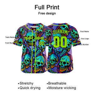 Custom Baseball Jersey Personalized Baseball Shirt for Men Women Kids Youth Teams Stitched and Print Purple&Neon Green