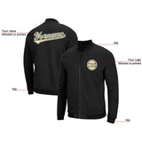 Custom Long Sleeve Windbreaker Jackets Uniform Printed Your Logo Name Number Black-Gold-White