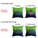 Custom Football Throw Pillow for Men Women Boy Gift Printed Your Personalized Name Number Navy&Neon Green&Gray