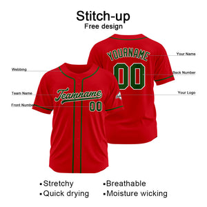 Custom Baseball Jersey Stitched Design Personalized Hip Hop Baseball Shirts Red-Dark Green