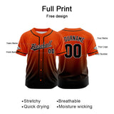 Custom Full Print Design Baseball Jersey black-orange