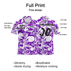 Custom Football Polo Shirts  Add Your Unique Logo/Name/Number Purple&White