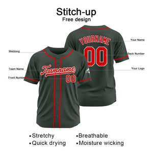 Custom Baseball Jersey Stitched Design Personalized Hip Hop Baseball Shirts Dark Gray-Red