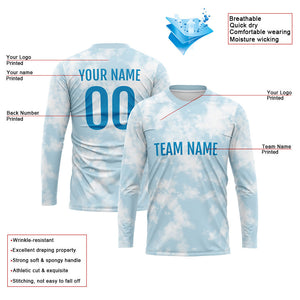 Custom Basketball Soccer Football Shooting Long T-Shirt for Adults and Kids Light Blue