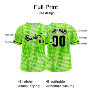 Custom Full Print Design Baseball Jersey green