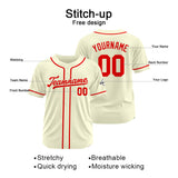 Custom Baseball Jersey Stitched Design Personalized Hip Hop Baseball Shirts Cream-Red